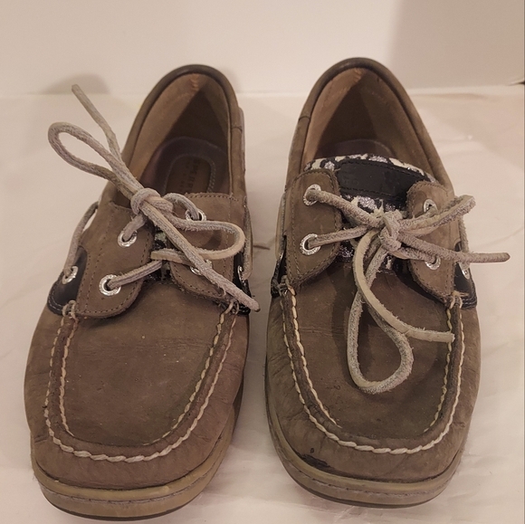 Sperry Topsider Gray & Black Glitter Leopard Print Boat Shoes in Size 8 M - Picture 2 of 12